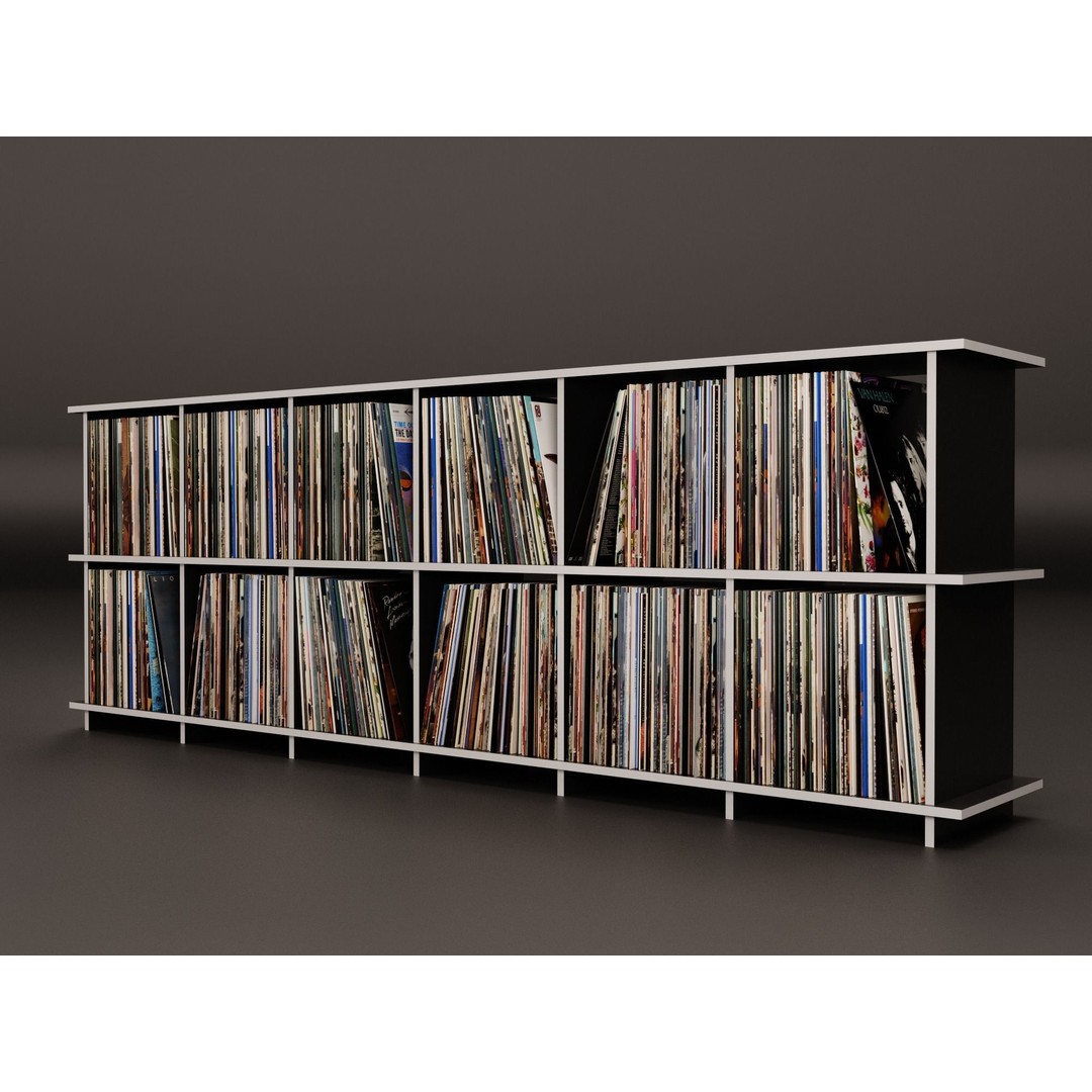 Vinyl Storage 3D Model – Realistic Cabinet for LP Collection, FBX - View 3