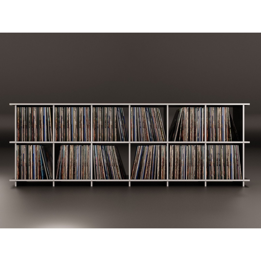 Vinyl Storage 3D Model – Realistic Cabinet for LP Collection, FBX - View 4