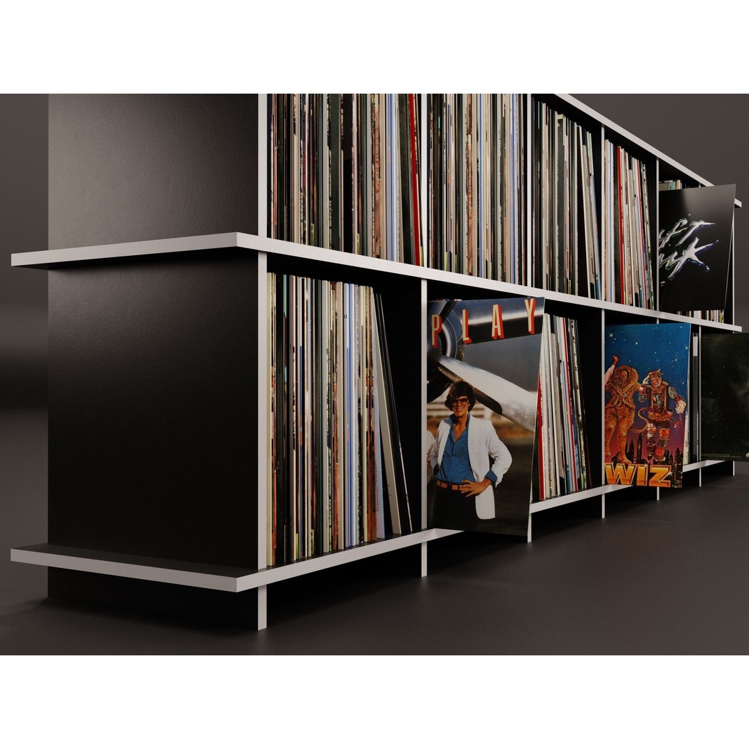 Vinyl Storage 3D Model – Realistic Cabinet for LP Collection, FBX - View 6