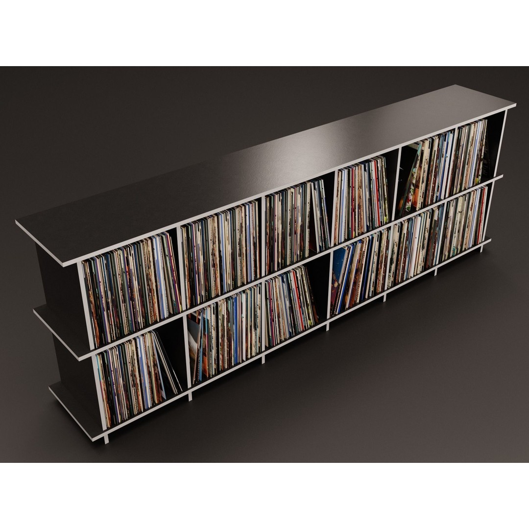 Vinyl Storage 3D Model – Realistic Cabinet for LP Collection, FBX - View 7