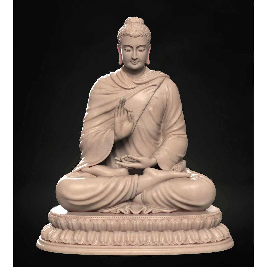 Buddha Abhaya Mudra 3D Model – Low Poly Printable Mesh, FBX, OBJ - View 2