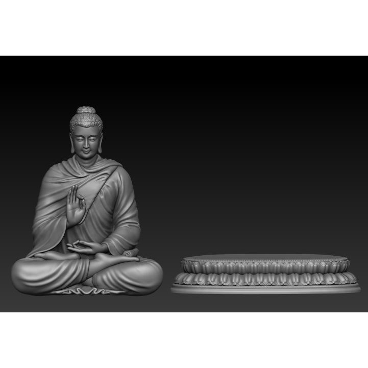 Buddha Abhaya Mudra 3D Model – Low Poly Printable Mesh, FBX, OBJ - View 3
