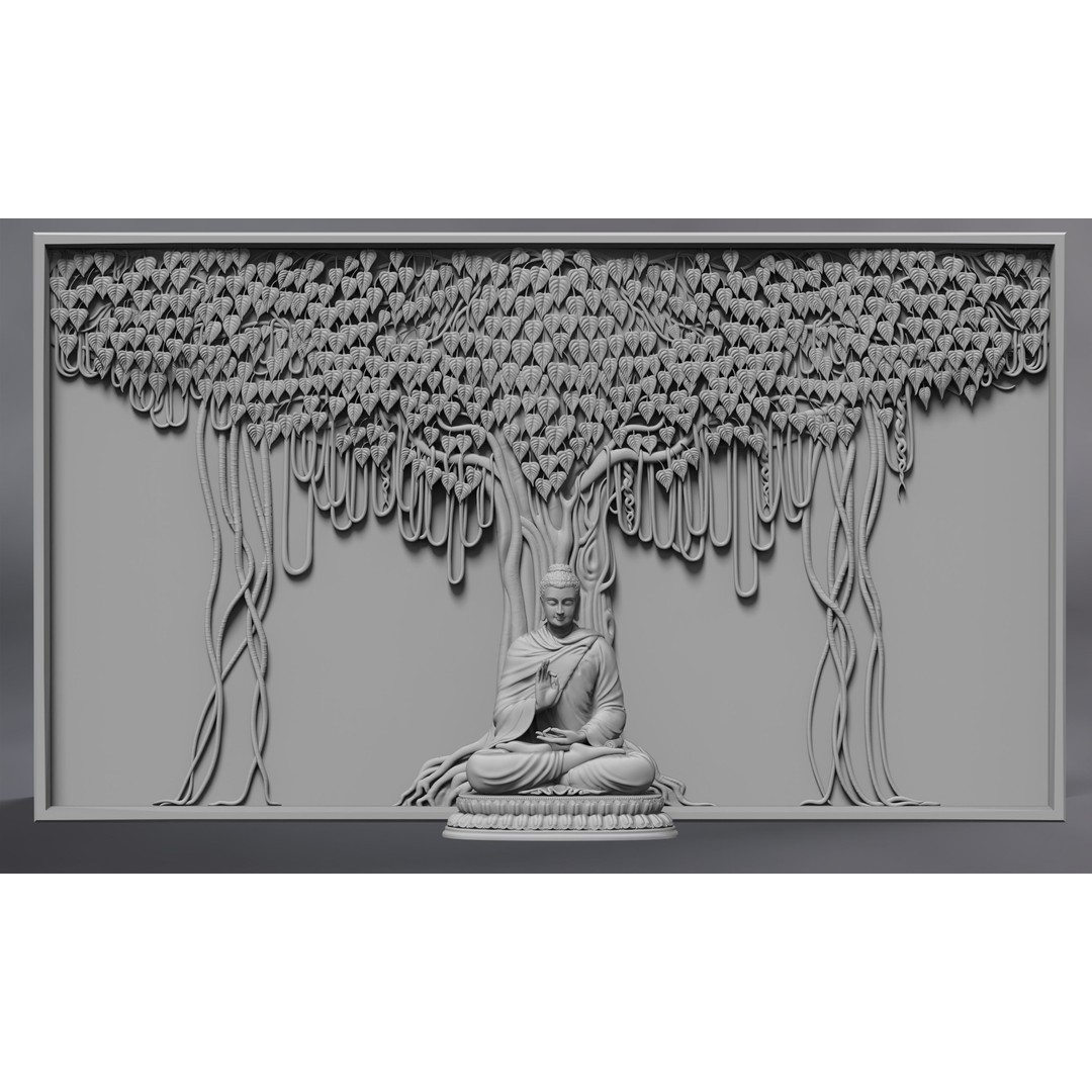 Buddha Abhaya Mudra 3D Model – Low Poly Printable Mesh, FBX, OBJ - View 5