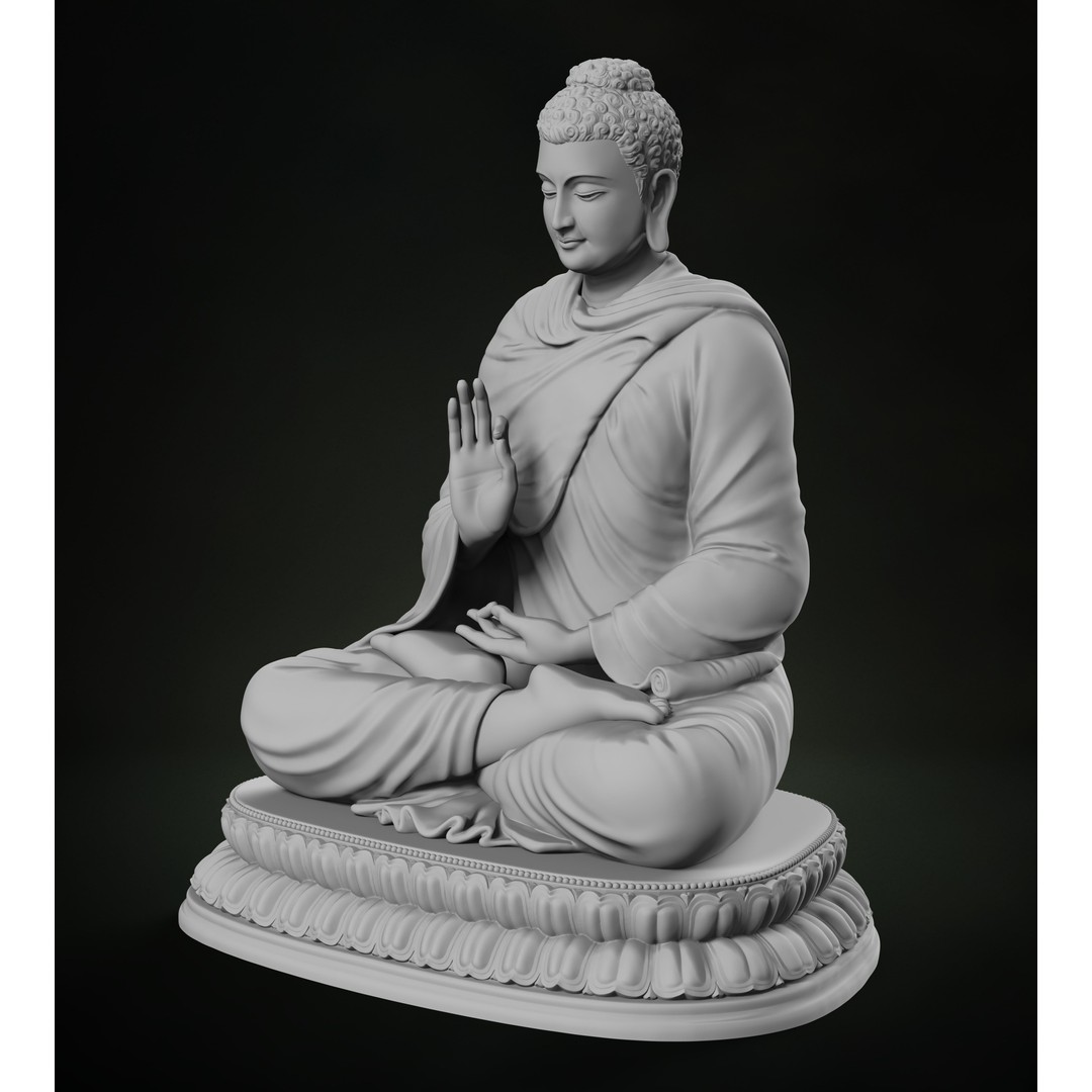 Buddha Abhaya Mudra 3D Model – Low Poly Printable Mesh, FBX, OBJ - View 6