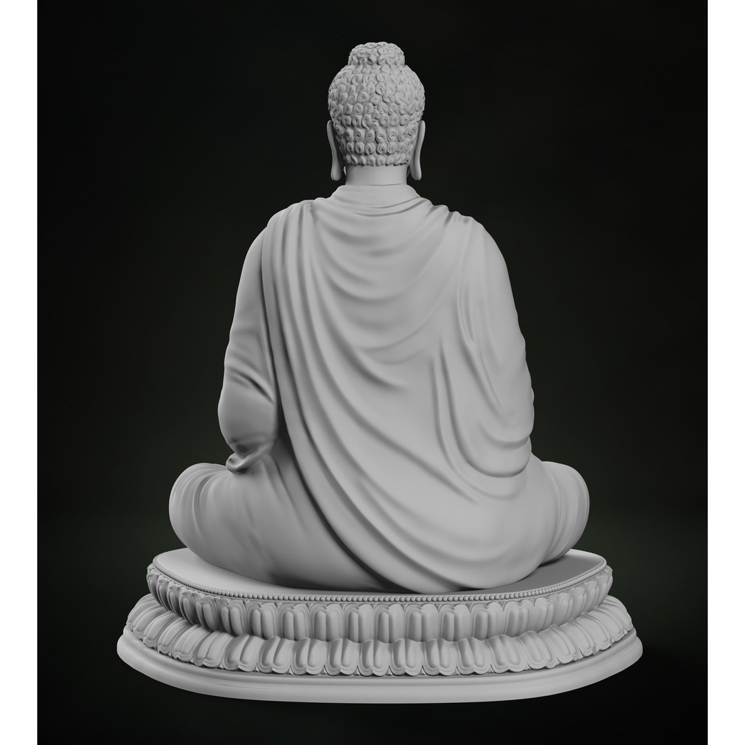 Buddha Abhaya Mudra 3D Model – Low Poly Printable Mesh, FBX, OBJ - View 7