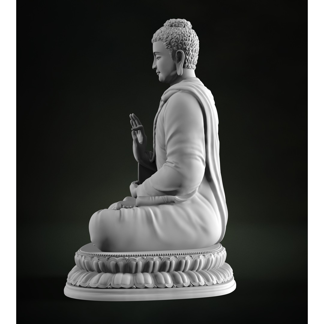 Buddha Abhaya Mudra 3D Model – Low Poly Printable Mesh, FBX, OBJ - View 8