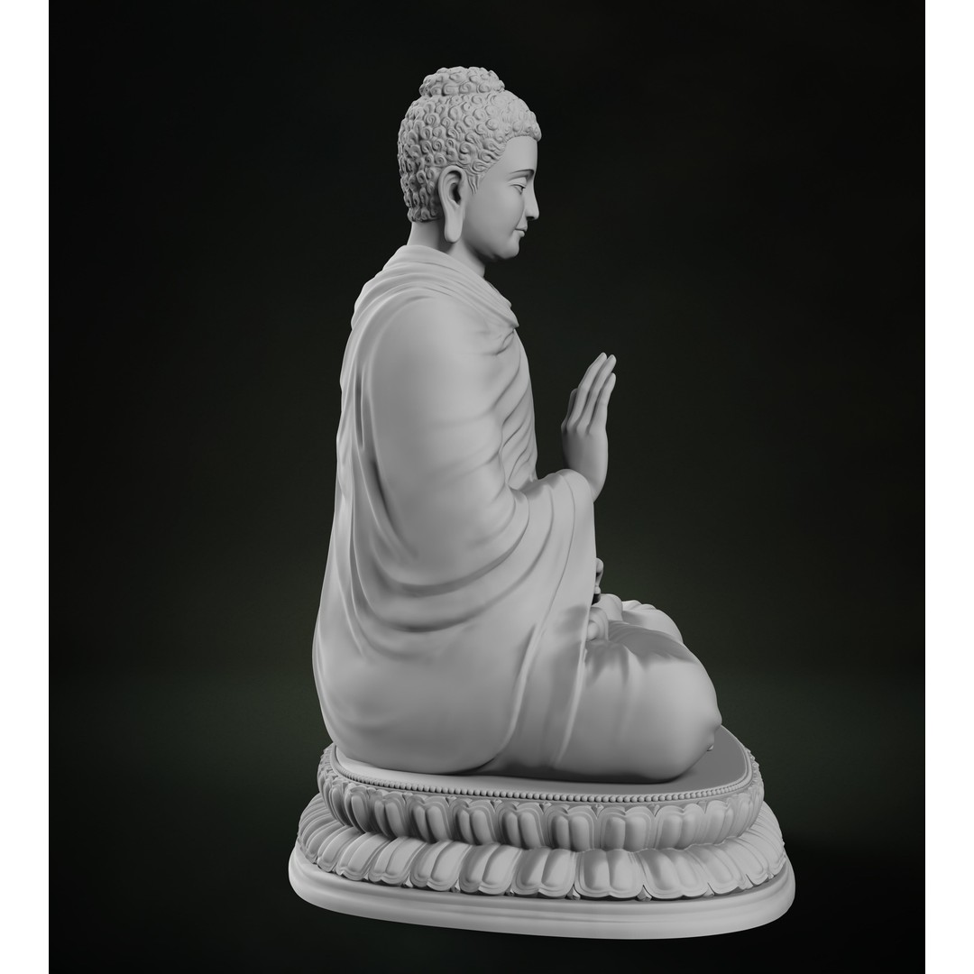 Buddha Abhaya Mudra 3D Model – Low Poly Printable Mesh, FBX, OBJ - View 9