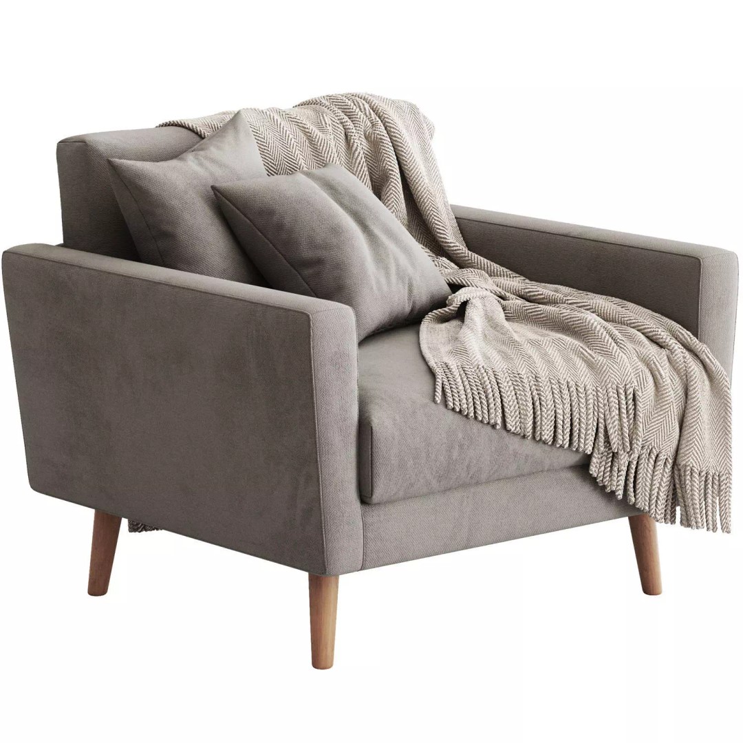 West Elm Oliver Fabric Sofa 3D Model – Modern Design with PBR Textures, OBJ & FBX - View 2