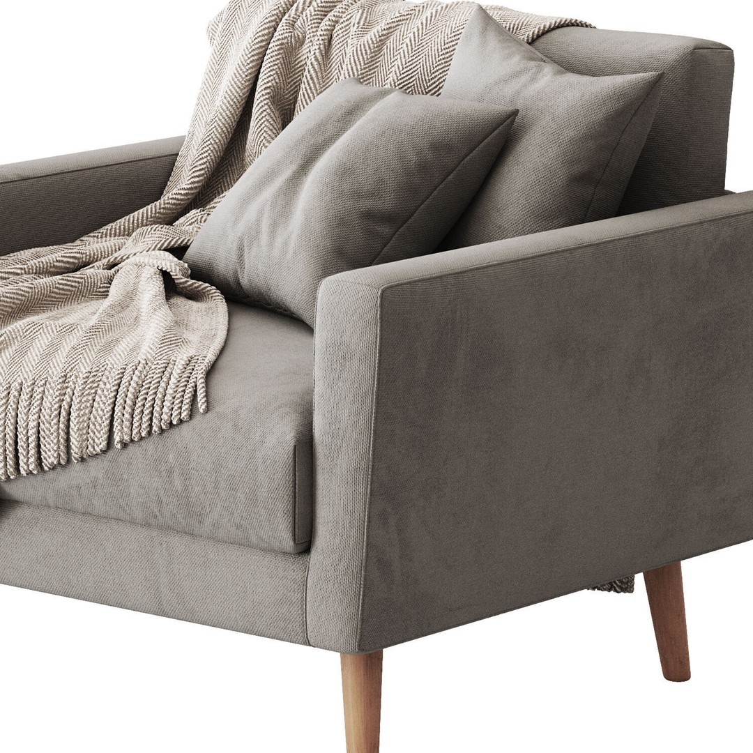 West Elm Oliver Fabric Sofa 3D Model – Modern Design with PBR Textures, OBJ & FBX - View 4