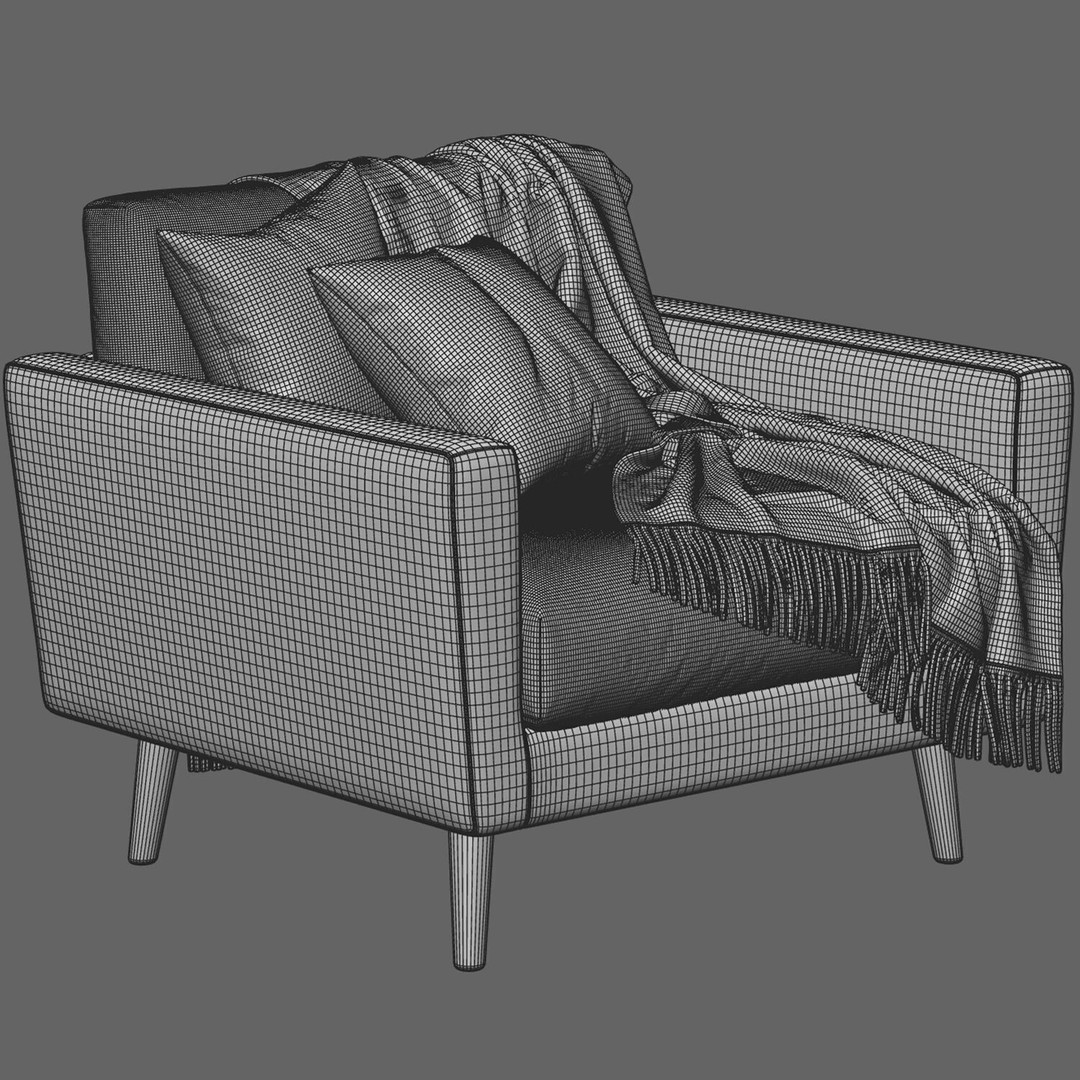 West Elm Oliver Fabric Sofa 3D Model – Modern Design with PBR Textures, OBJ & FBX - View 6