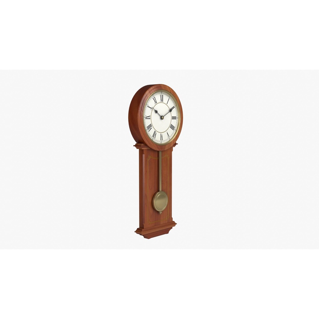 Pendulum Clock 3D Model – Low Poly Vintage Decor, FBX, OBJ - View 13
