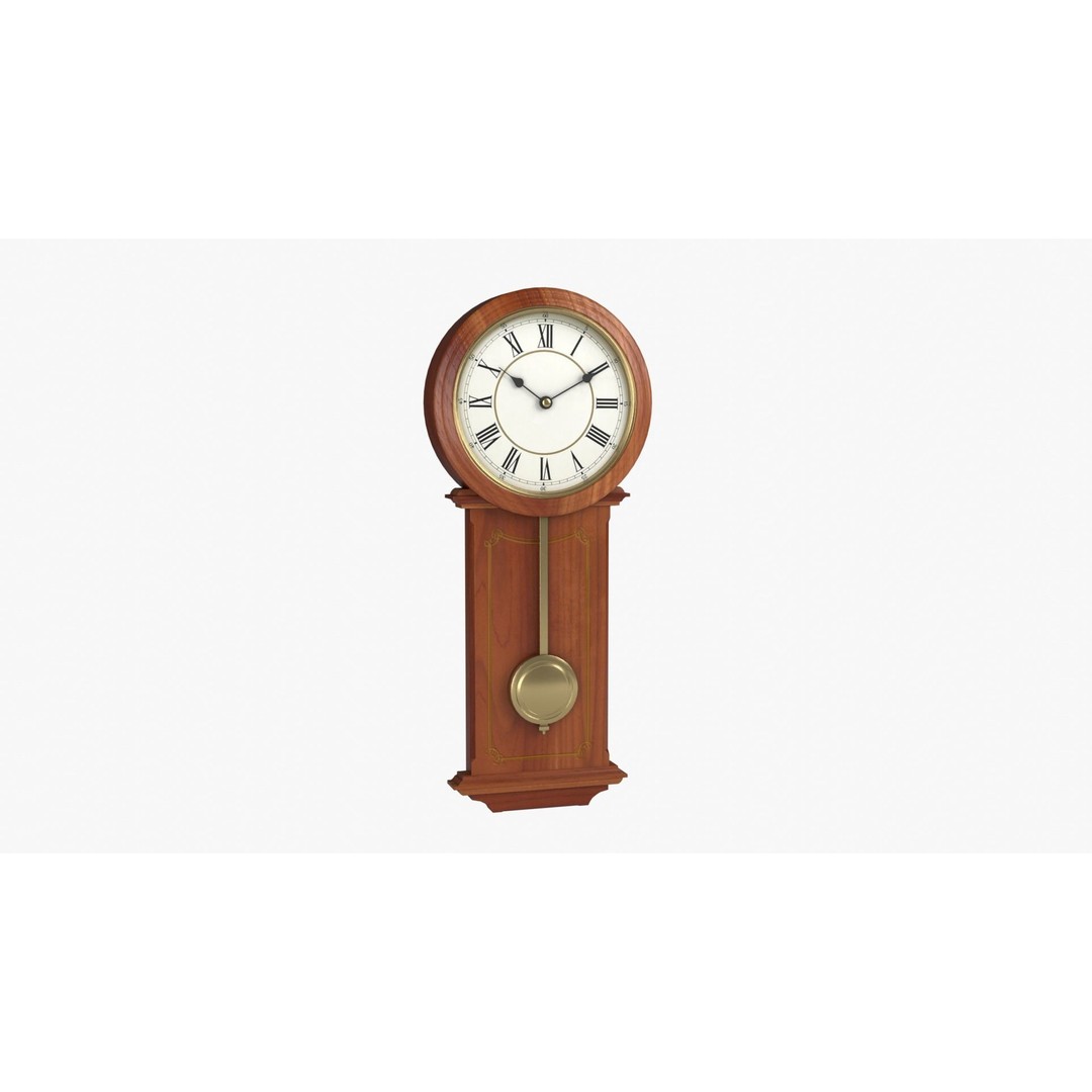 Pendulum Clock 3D Model – Low Poly Vintage Decor, FBX, OBJ - View 14