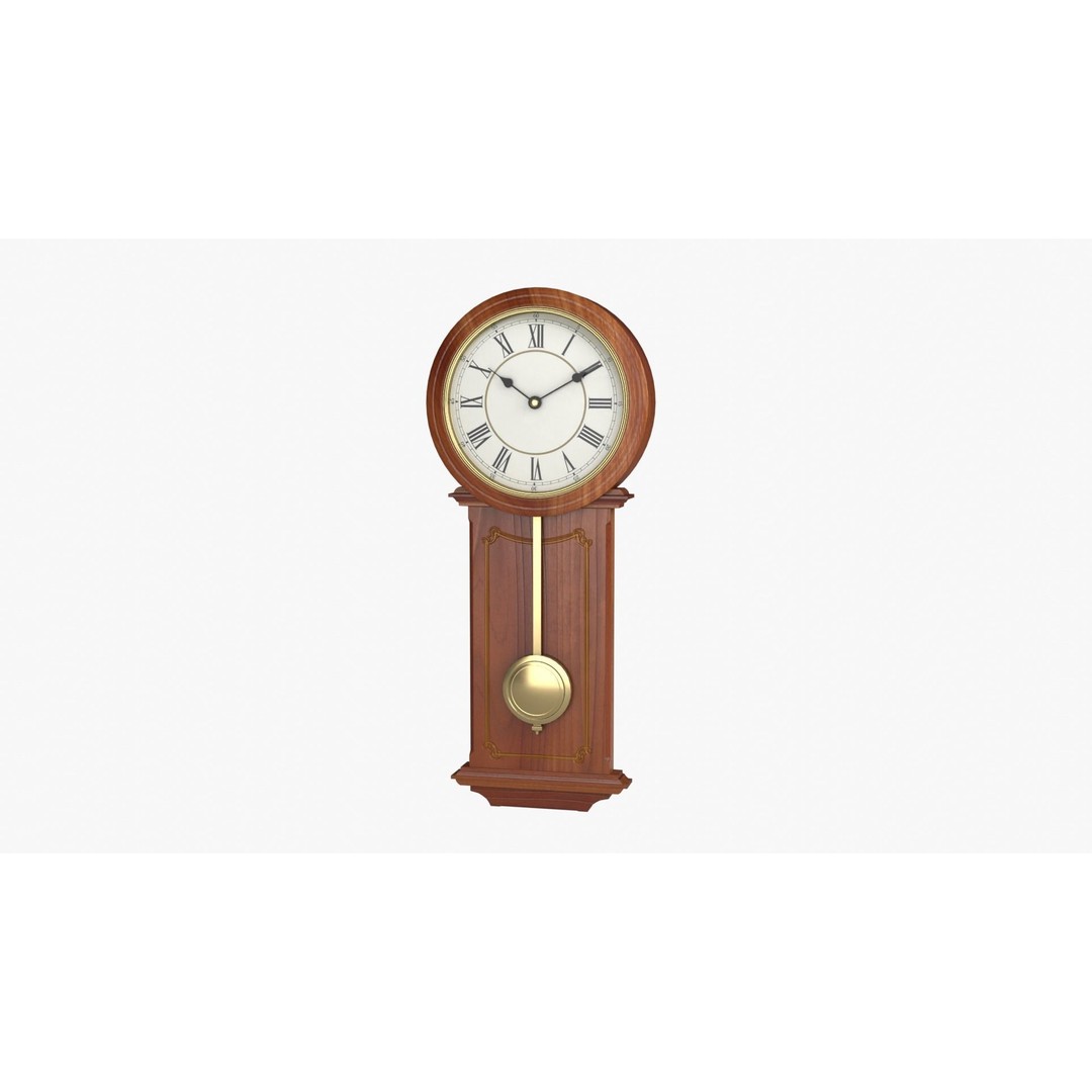 Pendulum Clock 3D Model – Low Poly Vintage Decor, FBX, OBJ - View 15