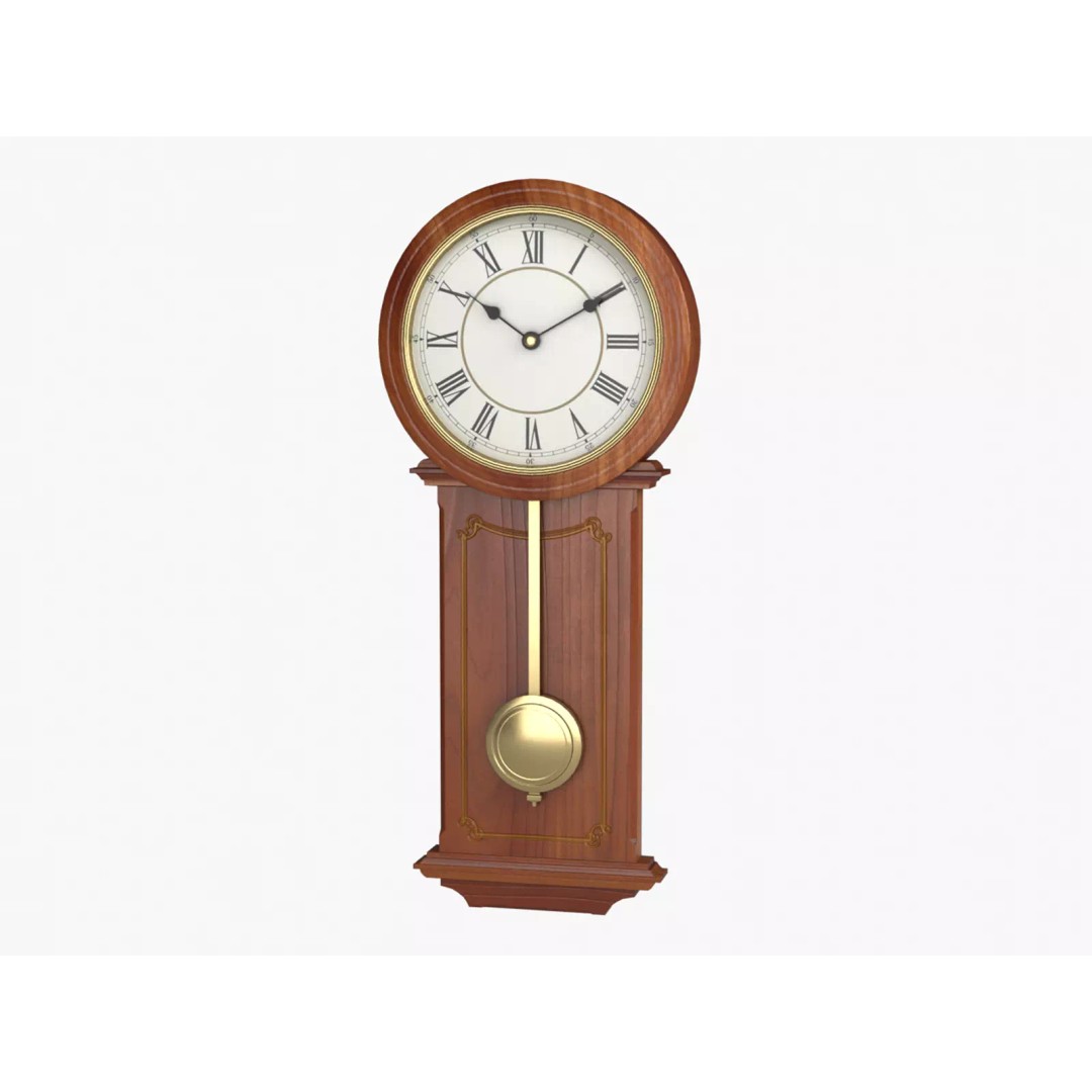 Pendulum Clock 3D Model – Low Poly Vintage Decor, FBX, OBJ - View 2