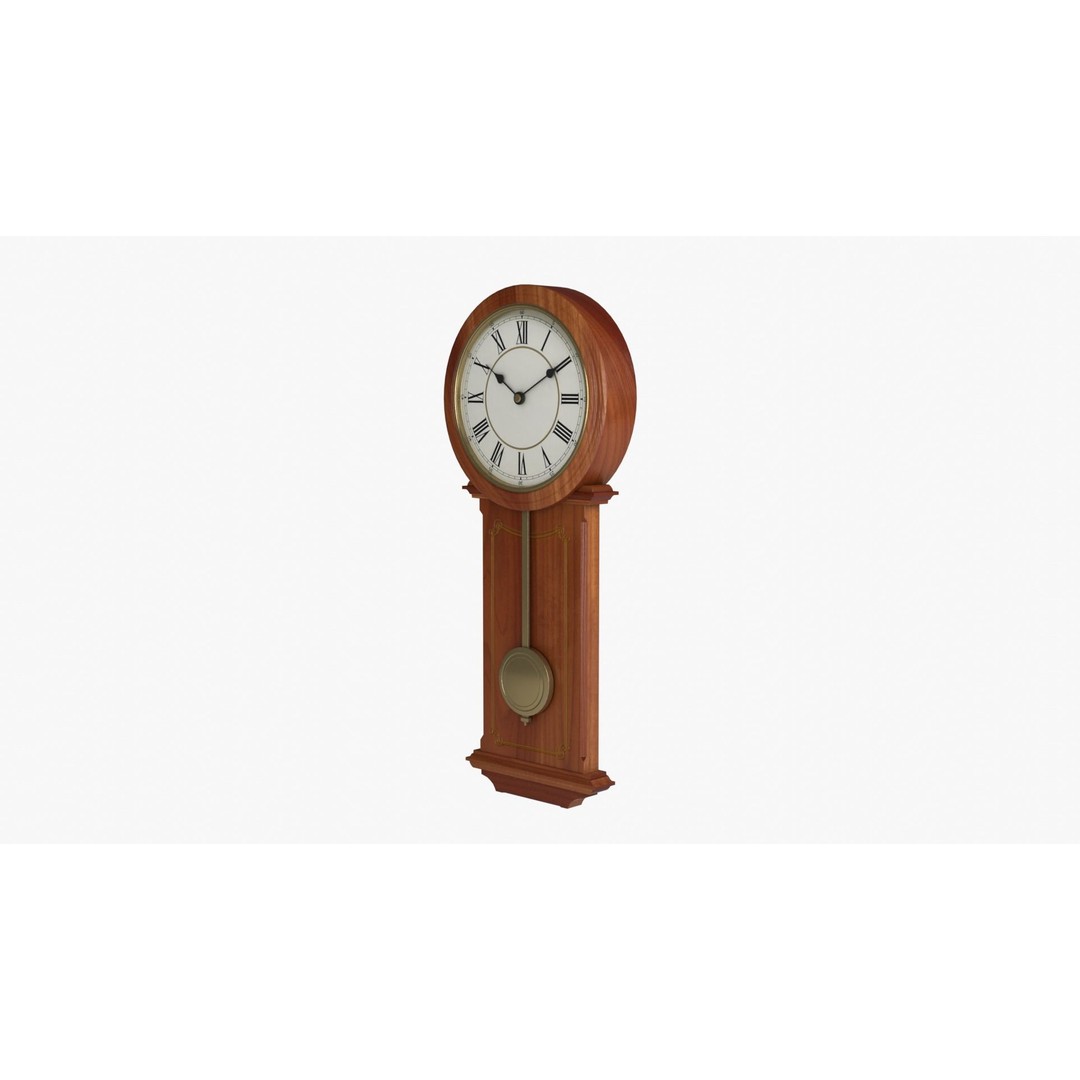 Pendulum Clock 3D Model – Low Poly Vintage Decor, FBX, OBJ - View 4