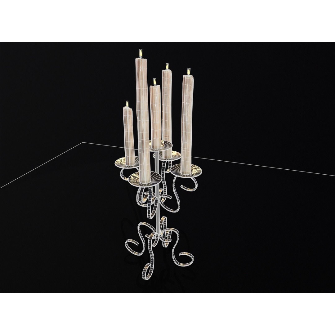 Elegant Iron Cased Five Point Candelabra 3D Model – Low Poly PBR Asset, FBX - View 10