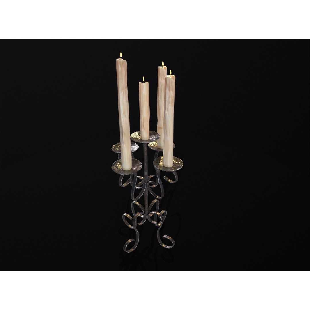 Elegant Iron Cased Five Point Candelabra 3D Model – Low Poly PBR Asset, FBX - View 11