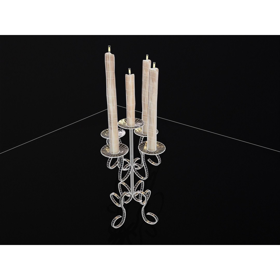 Elegant Iron Cased Five Point Candelabra 3D Model – Low Poly PBR Asset, FBX - View 12
