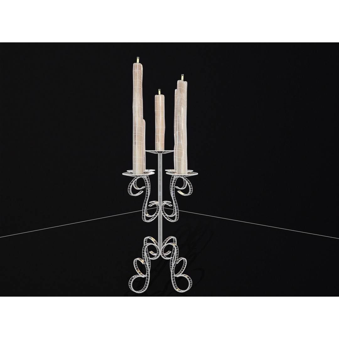 Elegant Iron Cased Five Point Candelabra 3D Model – Low Poly PBR Asset, FBX - View 14