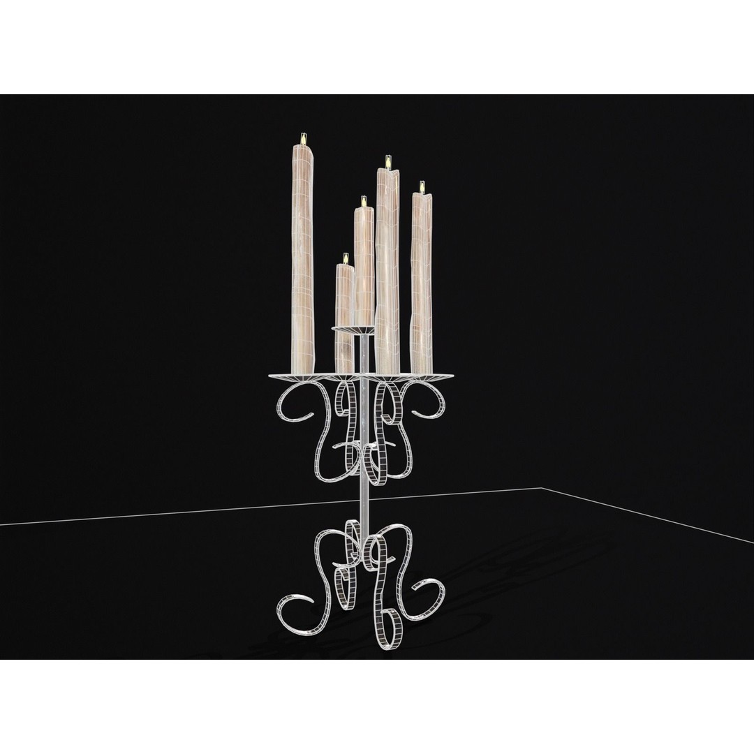 Elegant Iron Cased Five Point Candelabra 3D Model – Low Poly PBR Asset, FBX - View 16