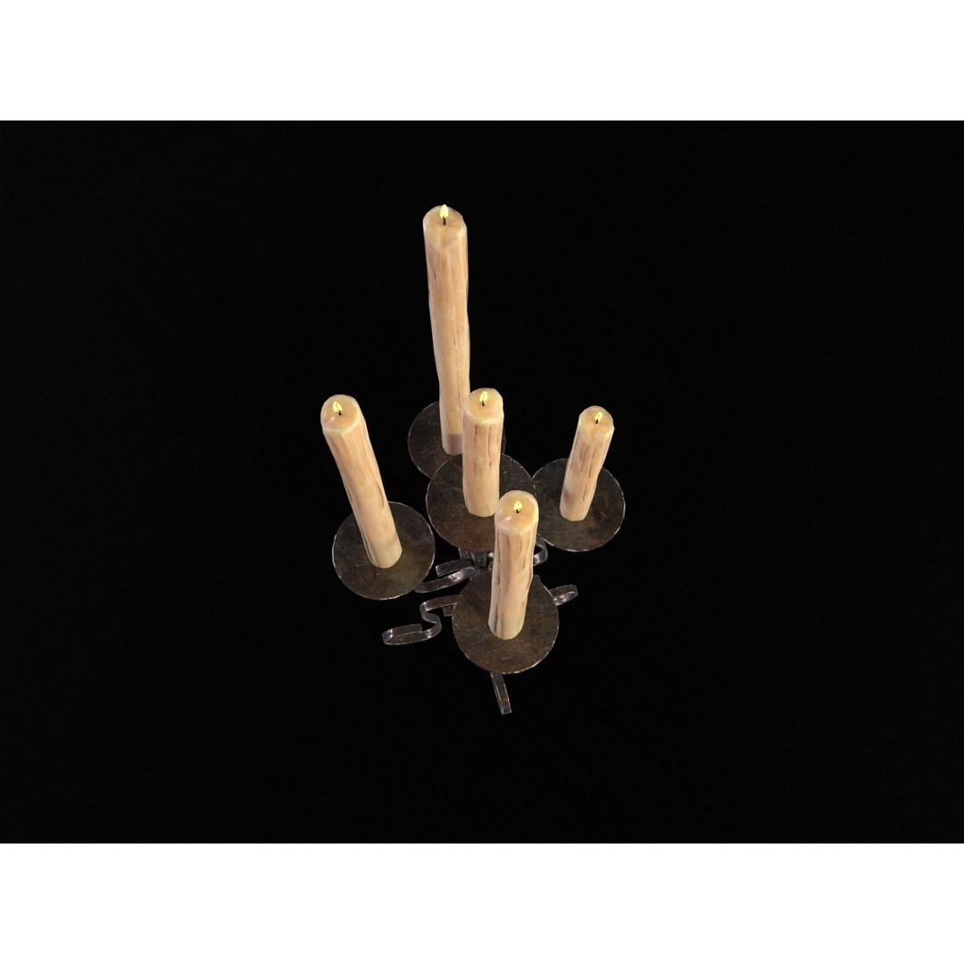 Elegant Iron Cased Five Point Candelabra 3D Model – Low Poly PBR Asset, FBX - View 17