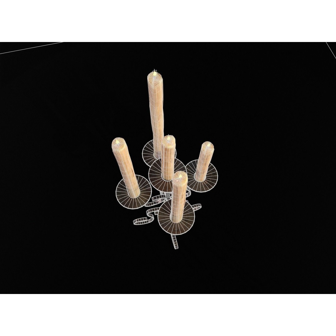 Elegant Iron Cased Five Point Candelabra 3D Model – Low Poly PBR Asset, FBX - View 18