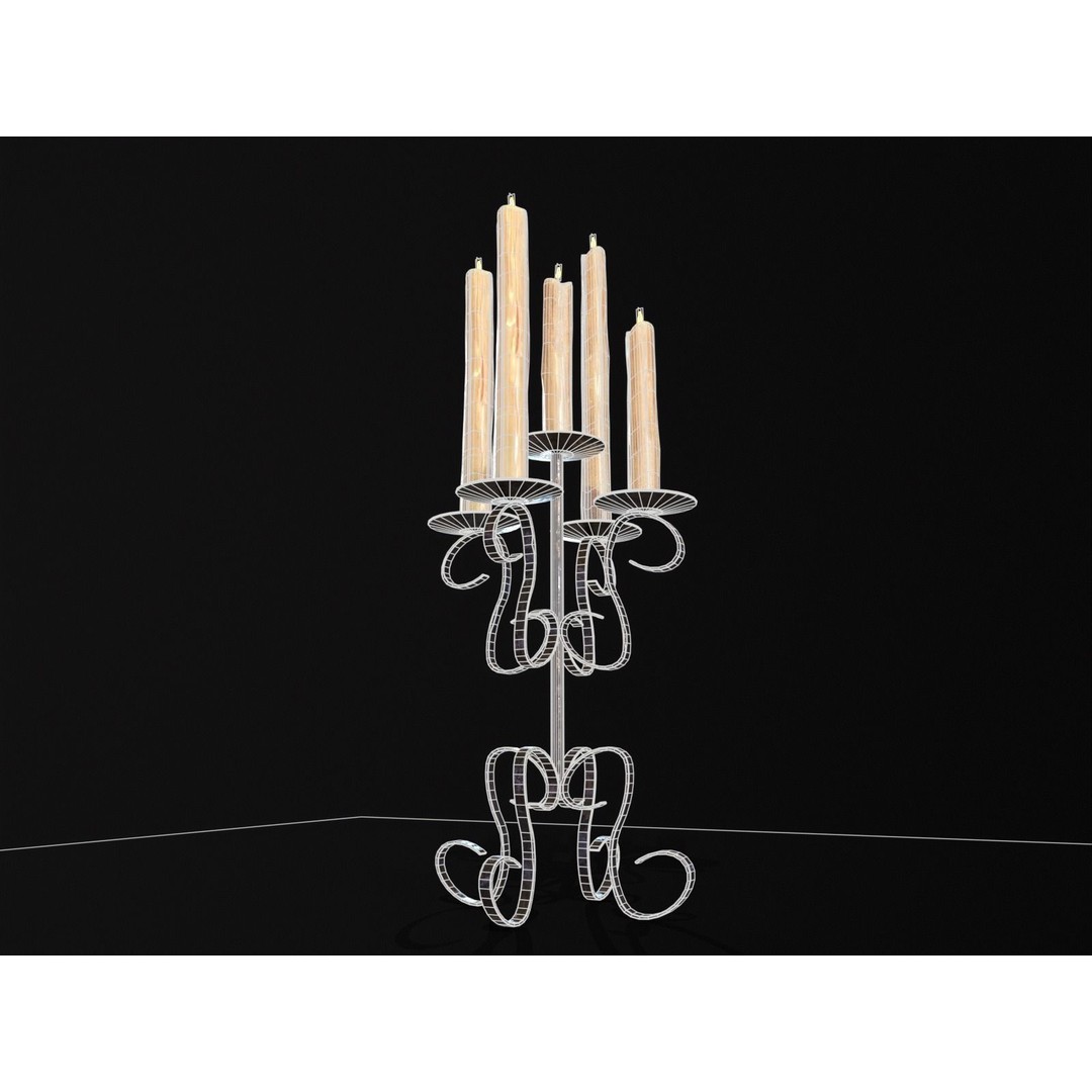 Elegant Iron Cased Five Point Candelabra 3D Model – Low Poly PBR Asset, FBX - View 20