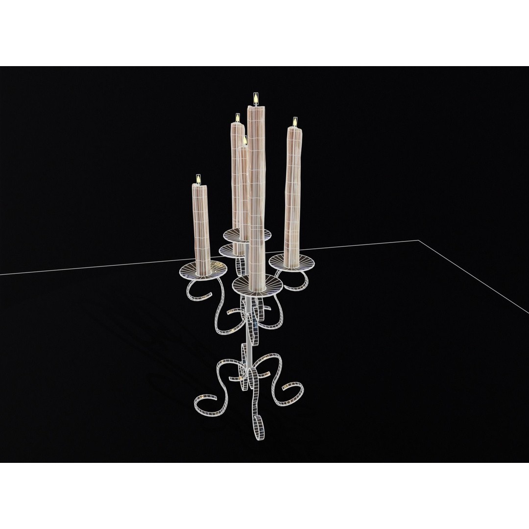 Elegant Iron Cased Five Point Candelabra 3D Model – Low Poly PBR Asset, FBX - View 8