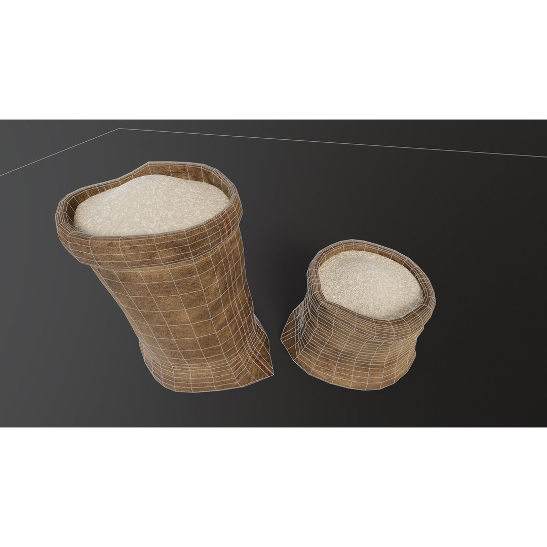 White Rice Sacks 3D Model – Low Poly PBR Asset, FBX, OBJ - View 11
