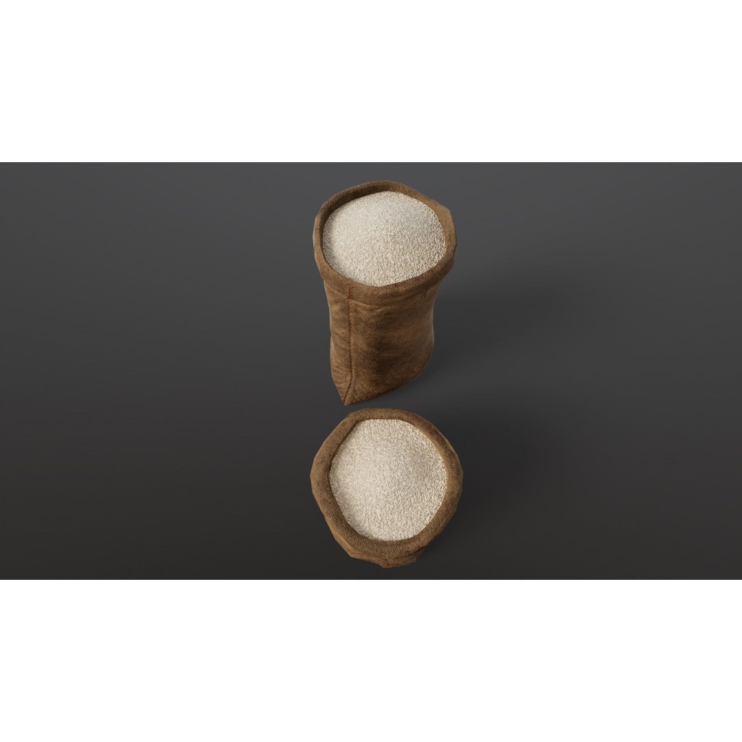 White Rice Sacks 3D Model – Low Poly PBR Asset, FBX, OBJ - View 13