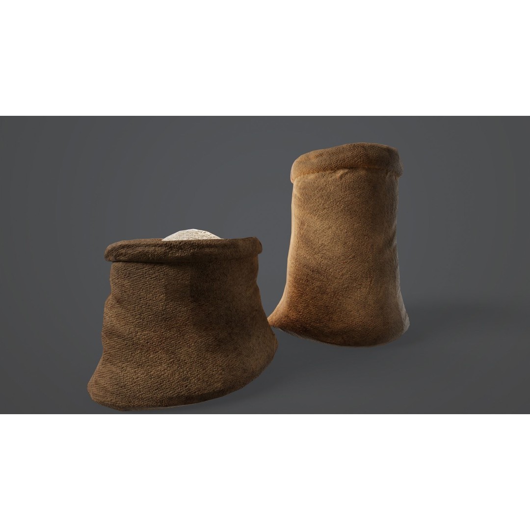 White Rice Sacks 3D Model – Low Poly PBR Asset, FBX, OBJ - View 5