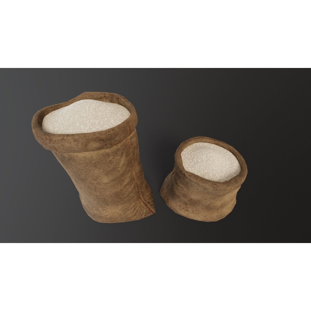 White Rice Sacks 3D Model – Low Poly PBR Asset, FBX, OBJ - View 7