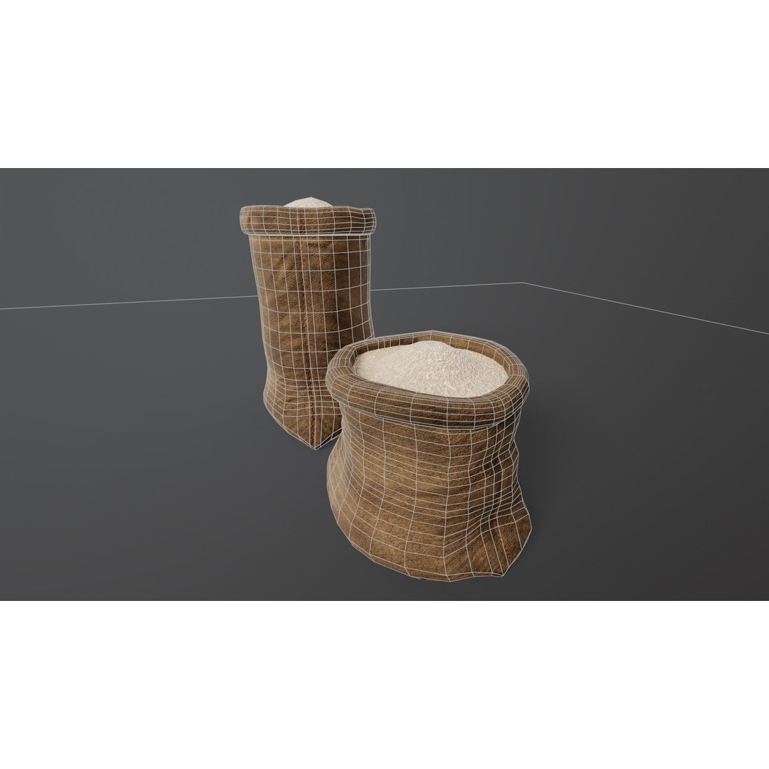 White Rice Sacks 3D Model – Low Poly PBR Asset, FBX, OBJ - View 8