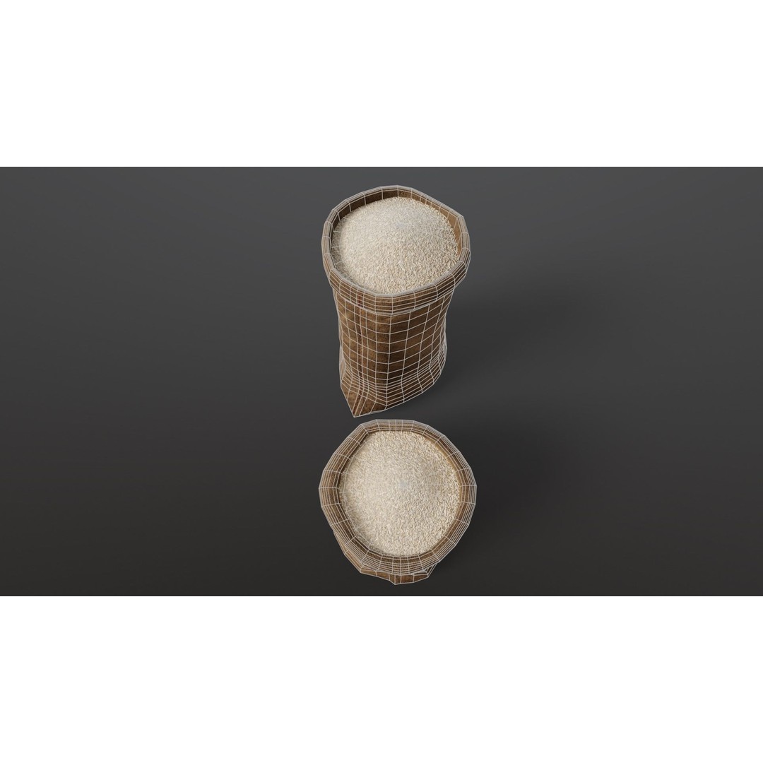 White Rice Sacks 3D Model – Low Poly PBR Asset, FBX, OBJ - View 9