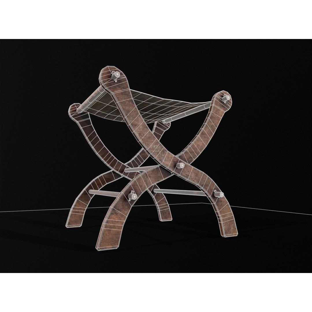 Old Medieval Stool 3D Model – Low Poly Chair with PBR Textures, FBX