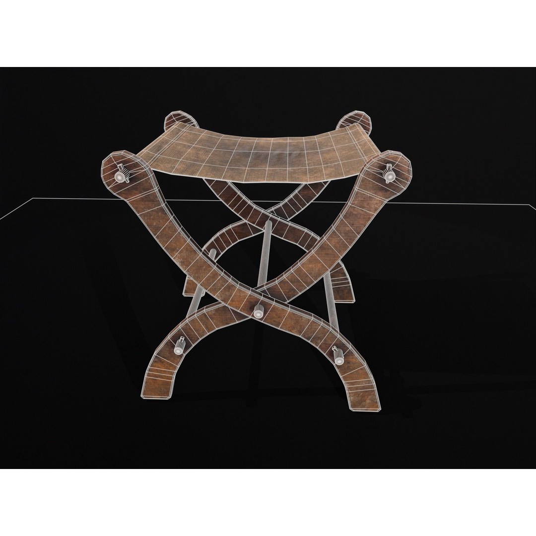 Old Medieval Stool 3D Model – Low Poly Chair with PBR Textures, FBX - View 19