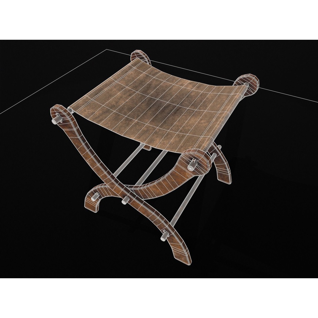Old Medieval Stool 3D Model – Low Poly Chair with PBR Textures, FBX - View 21