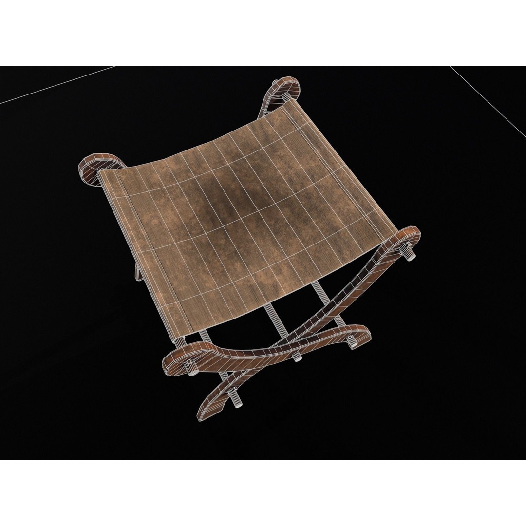 Old Medieval Stool 3D Model – Low Poly Chair with PBR Textures, FBX - View 23