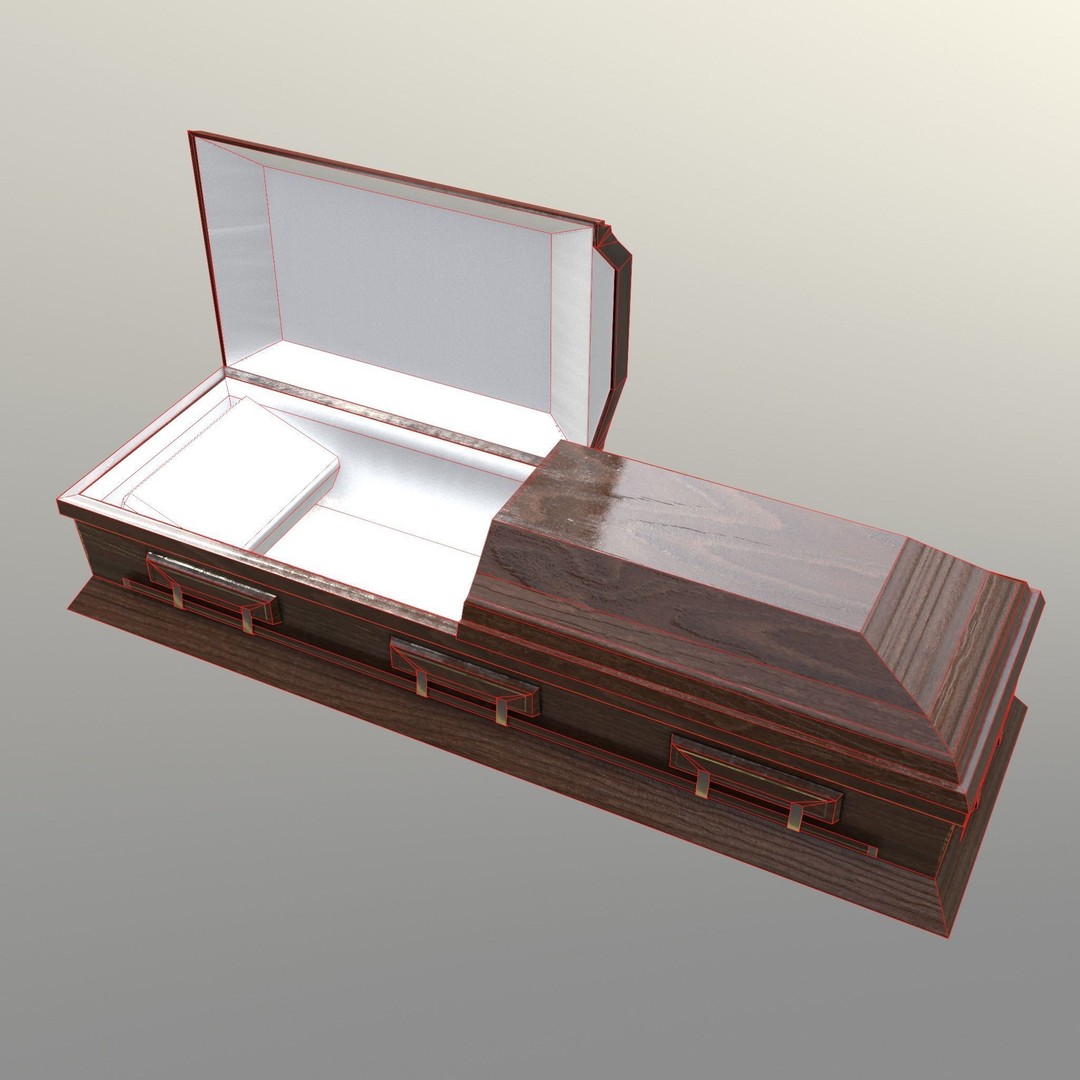 Casket 3D Model – Low Poly Game Asset, PBR Textures, FBX, OBJ