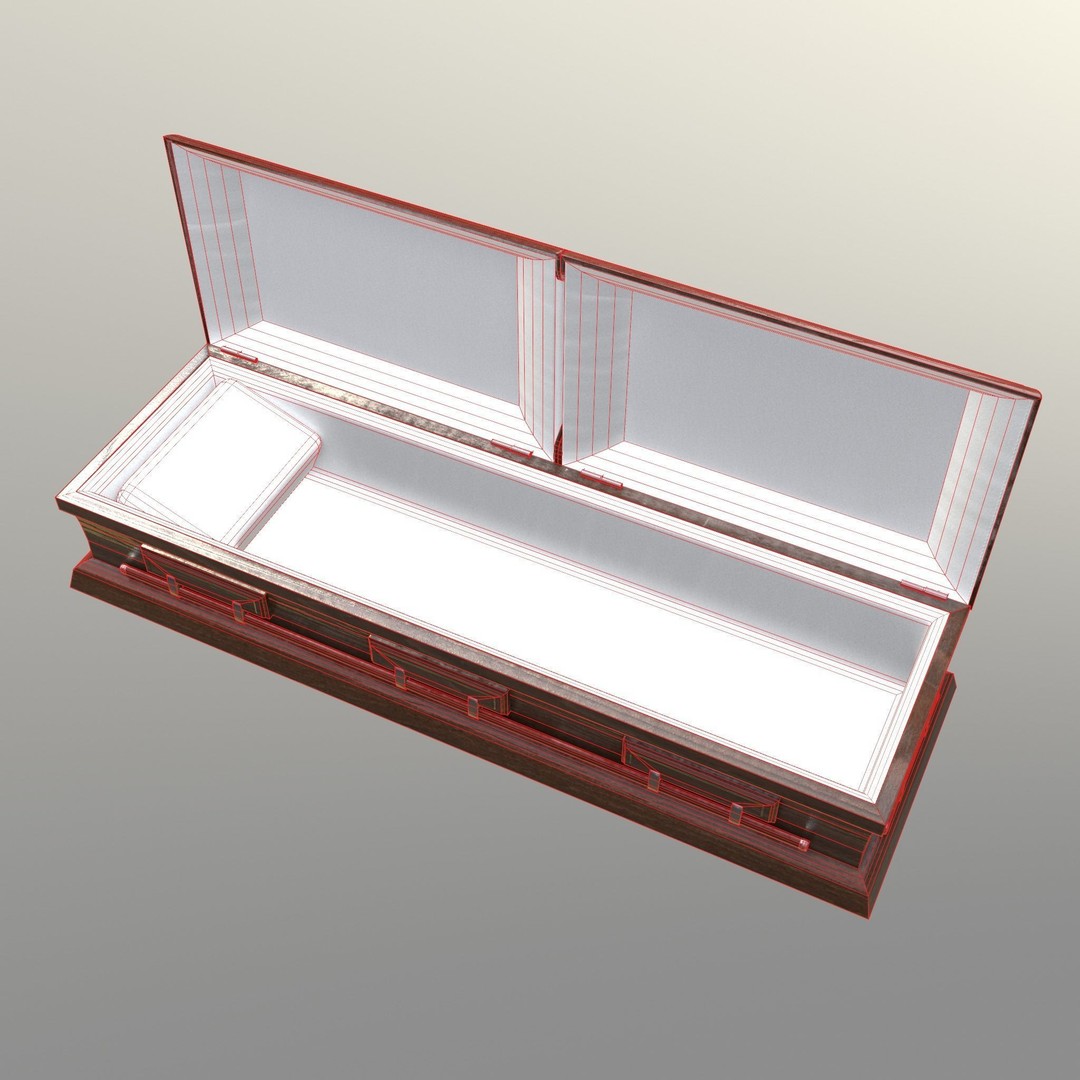 Casket 3D Model – Low Poly Game Asset, PBR Textures, FBX, OBJ - View 10