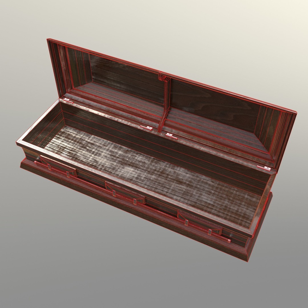 Casket 3D Model – Low Poly Game Asset, PBR Textures, FBX, OBJ - View 11