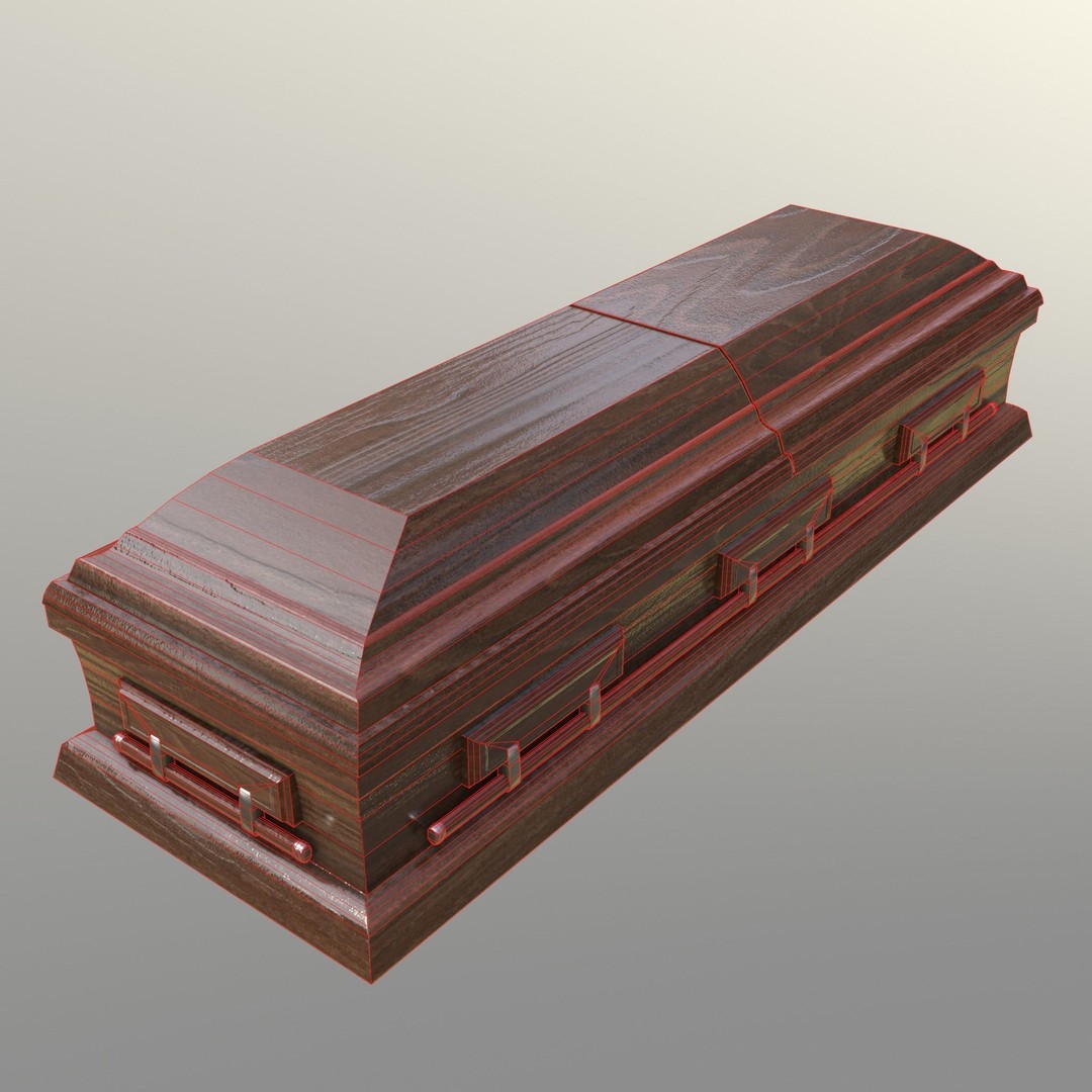 Casket 3D Model – Low Poly Game Asset, PBR Textures, FBX, OBJ - View 12