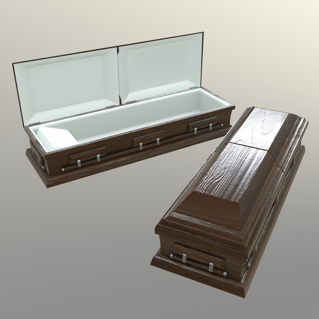 Casket 3D Model – Low Poly Game Asset, PBR Textures, FBX, OBJ - View 17
