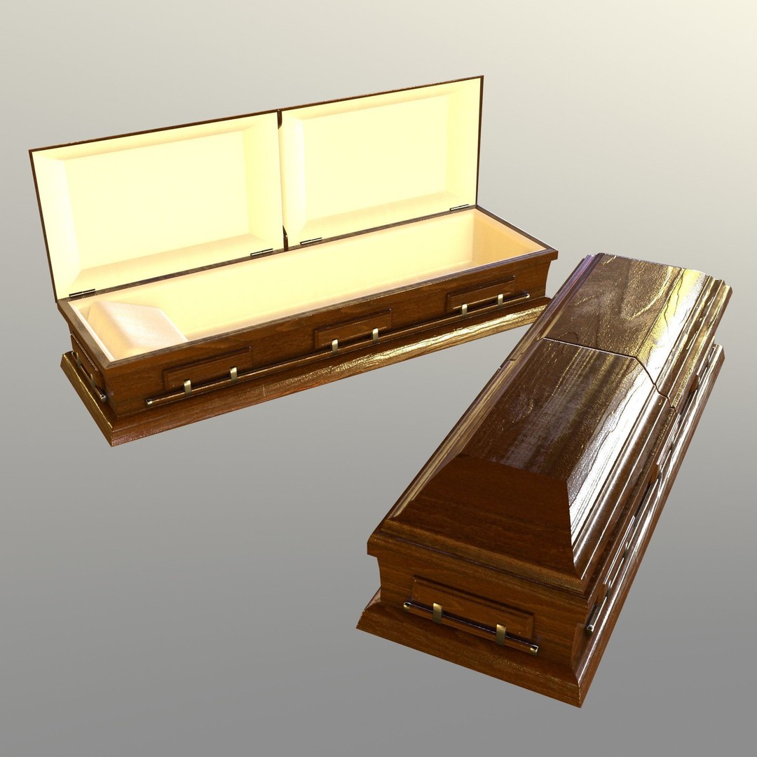 Casket 3D Model – Low Poly Game Asset, PBR Textures, FBX, OBJ - View 19