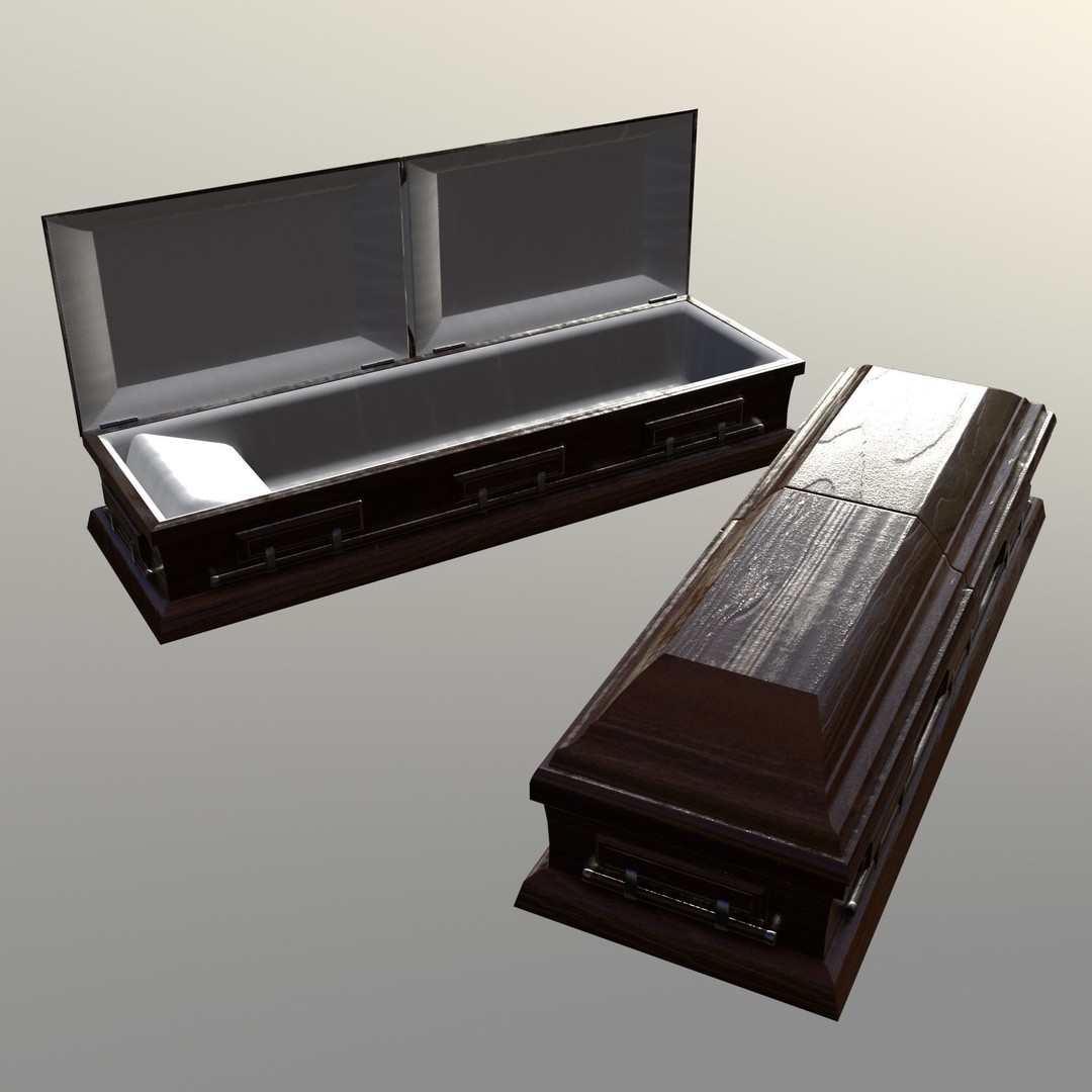 Casket 3D Model – Low Poly Game Asset, PBR Textures, FBX, OBJ - View 20