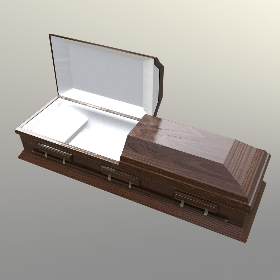 Casket 3D Model – Low Poly Game Asset, PBR Textures, FBX, OBJ - View 24
