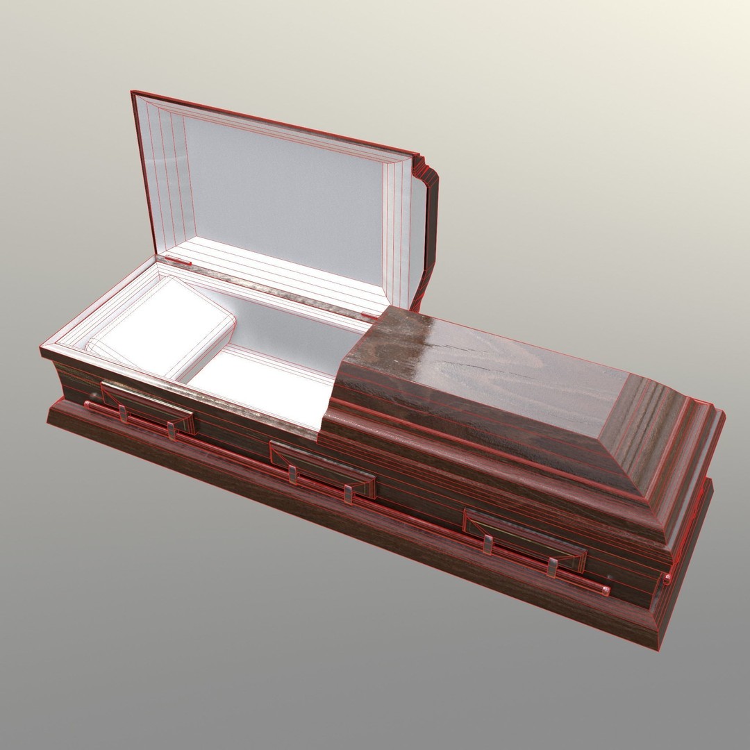 Casket 3D Model – Low Poly Game Asset, PBR Textures, FBX, OBJ - View 25