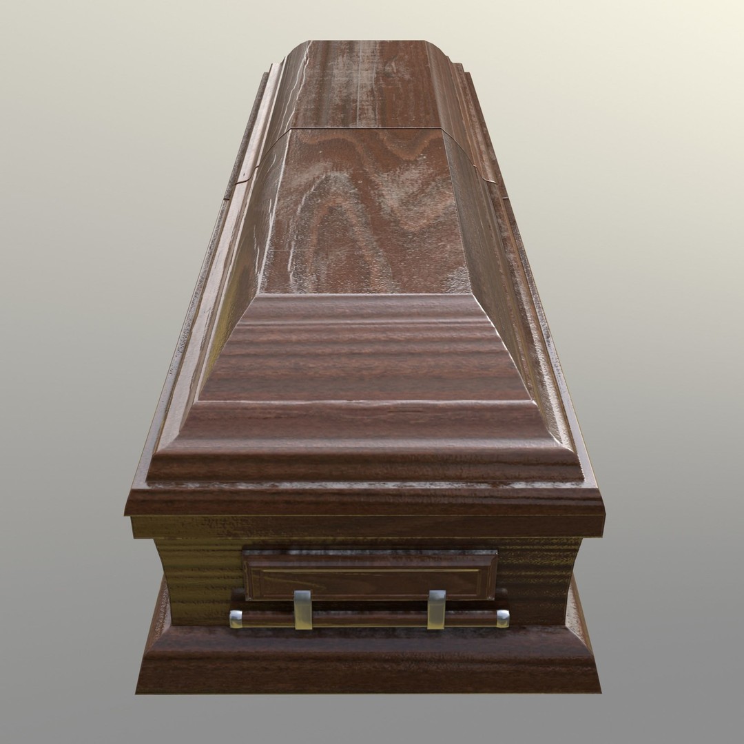 Casket 3D Model – Low Poly Game Asset, PBR Textures, FBX, OBJ - View 4