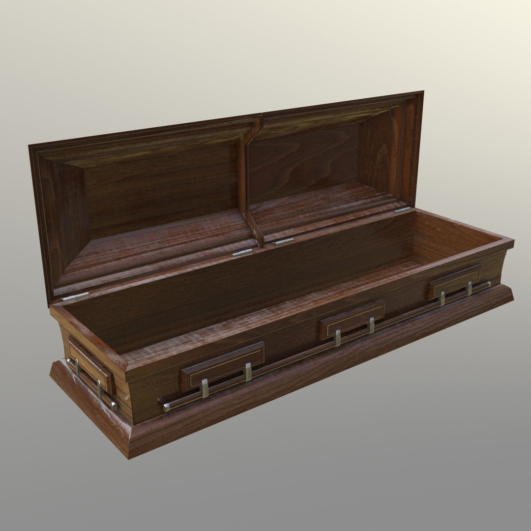Casket 3D Model – Low Poly Game Asset, PBR Textures, FBX, OBJ - View 9