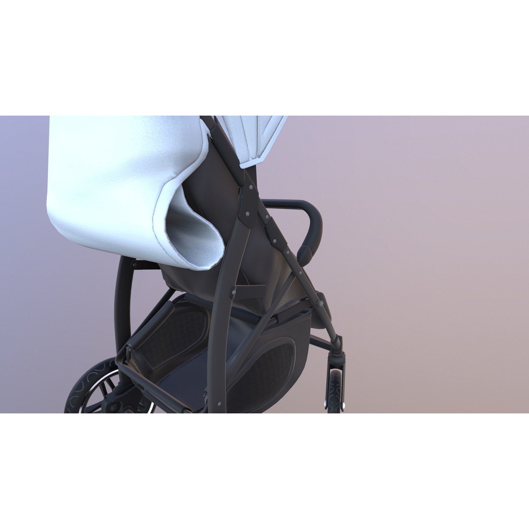 Pushchair 3D Model – Low Poly Game Ready Asset, FBX & OBJ Formats - View 12